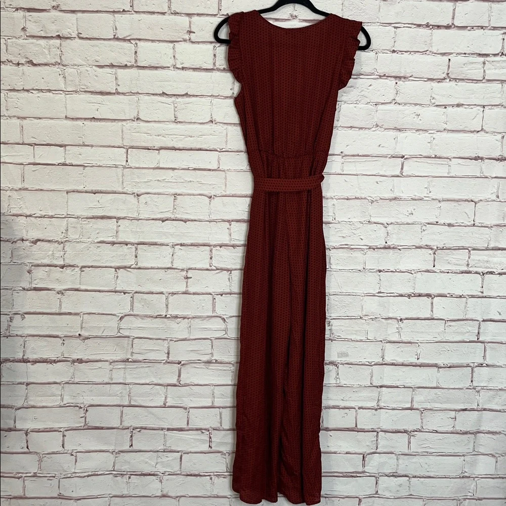 Kenedik Rust And Black Patterned Split Leg Jumpsuit Size Medium - Picture 8 of 12